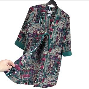 Vintage D’Allairds Art To Wear Tie Front Open Shirt